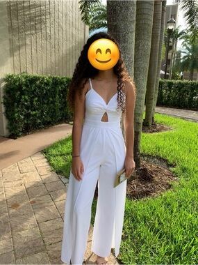 New York & Company White Cutout Wide-Leg Jumpsuit - XS